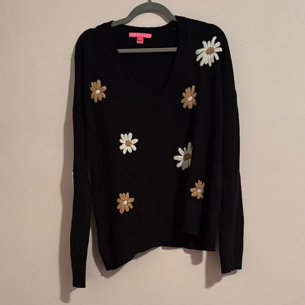 Lilly Pulitzer Black Sweater with Floral Accents